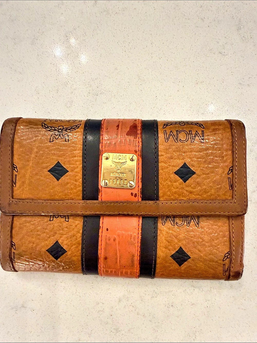 MCM Visetos Wallet Color Block Brown & Orange
